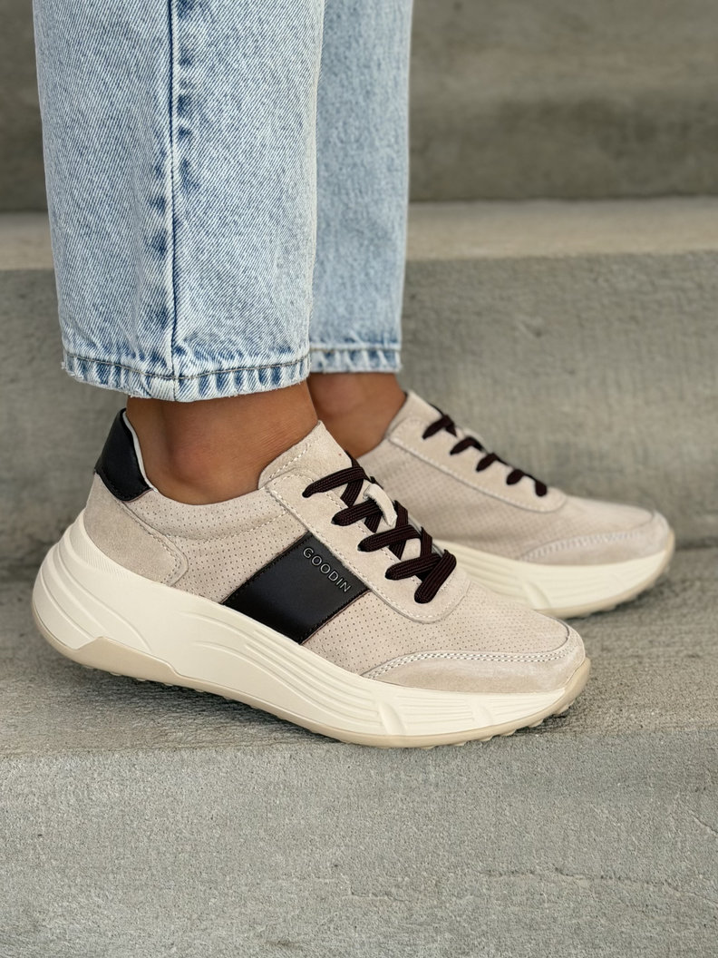 Beżowe sneakersy damskie SUANOS skóra naturalna - obrazek 7