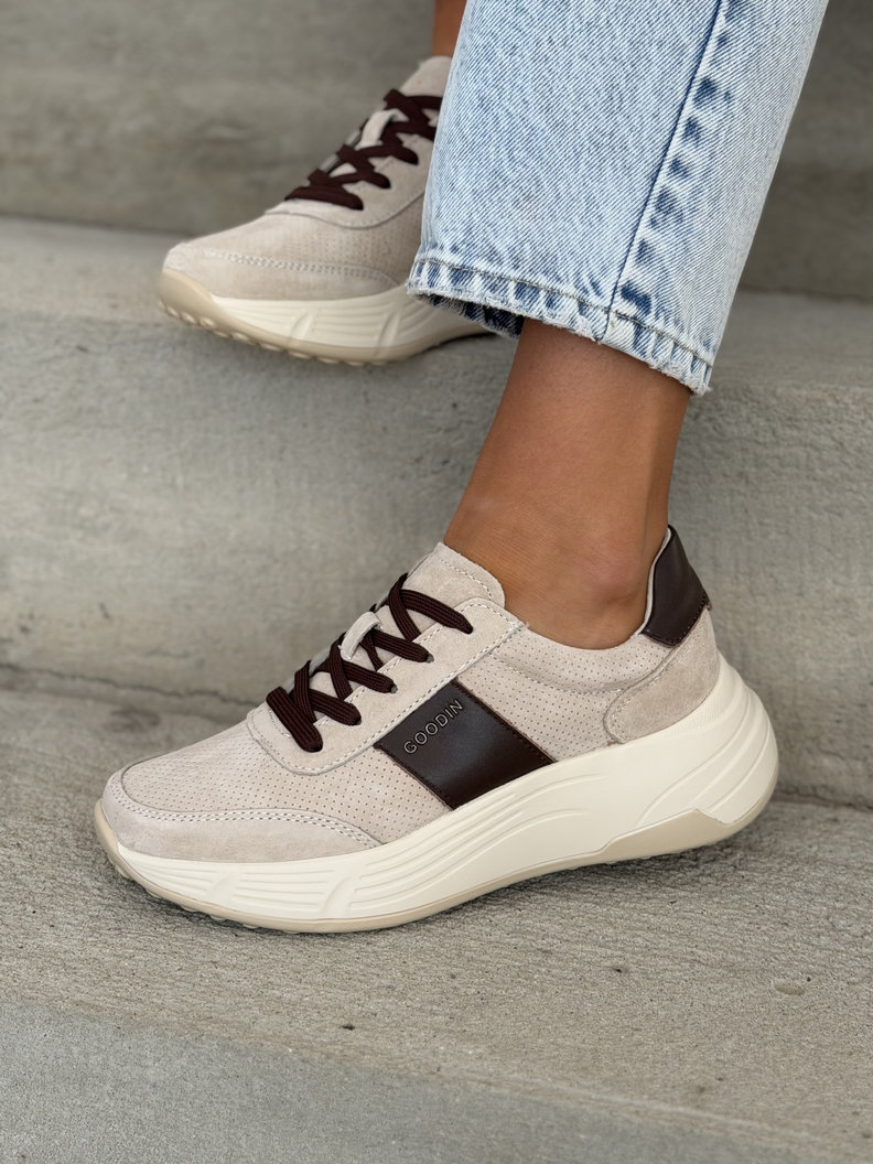 Beżowe sneakersy damskie SUANOS skóra naturalna - obrazek 8