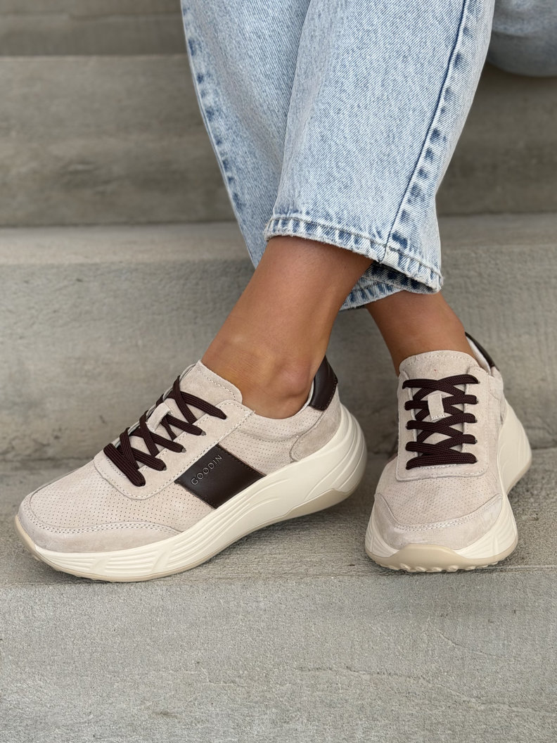 Beżowe sneakersy damskie SUANOS skóra naturalna - obrazek 9