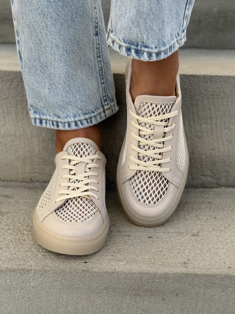 TRAMPKI KAZADII PRIMAVERA BEIGE z siatką skóra naturalna - obrazek 3