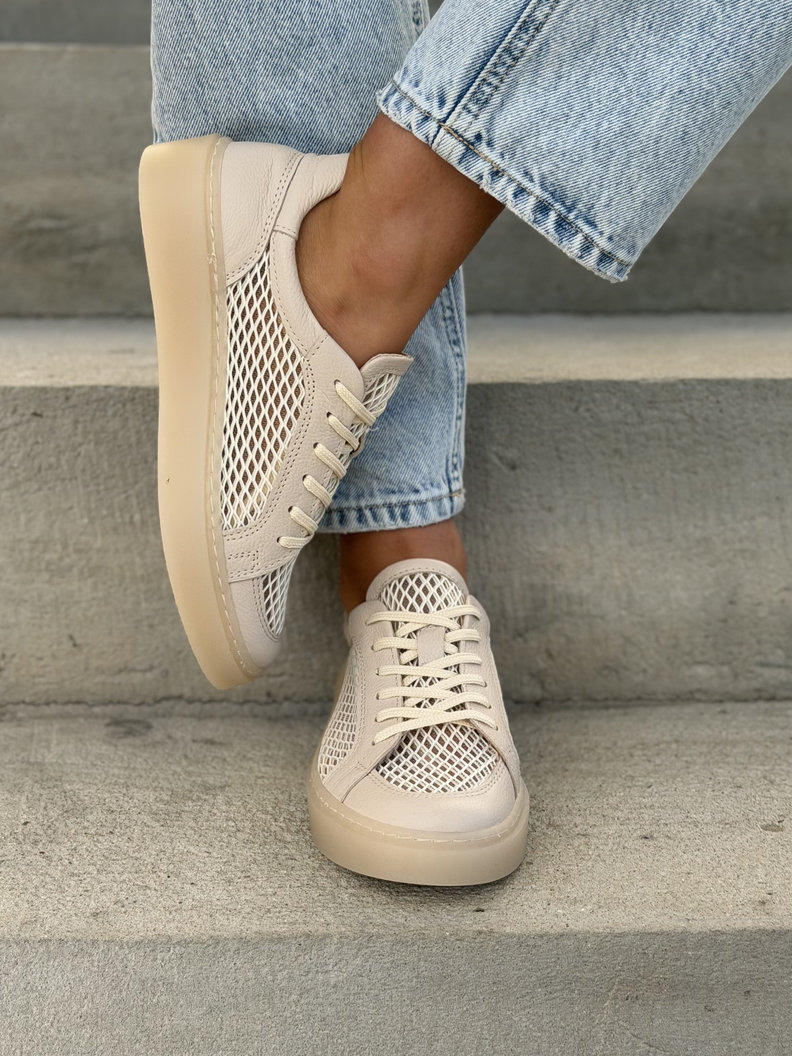 TRAMPKI KAZADII PRIMAVERA BEIGE z siatką skóra naturalna - obrazek 6