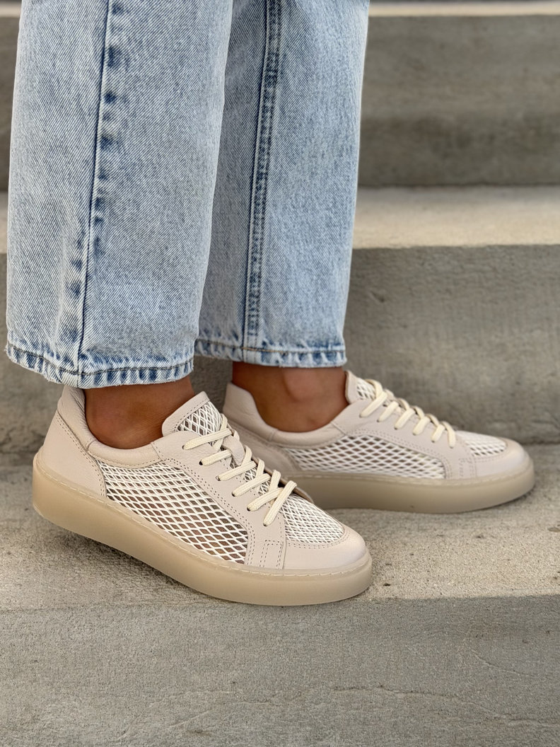 TRAMPKI KAZADII PRIMAVERA BEIGE z siatką skóra naturalna - obrazek 7