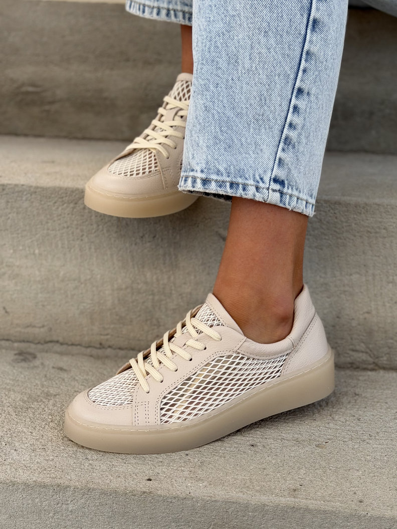 TRAMPKI KAZADII PRIMAVERA BEIGE z siatką skóra naturalna - obrazek 4