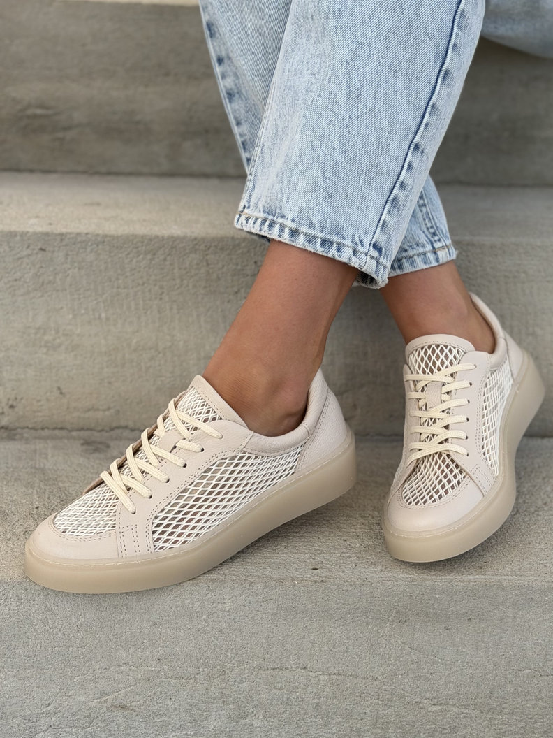 TRAMPKI KAZADII PRIMAVERA BEIGE z siatką skóra naturalna - obrazek 8