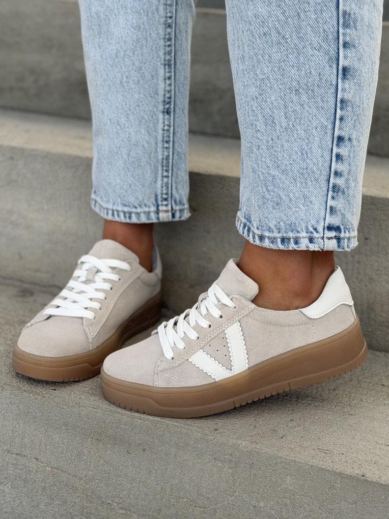 Trampki AVENTURA BEIGE mega wygodne skóra naturalna - obrazek 10