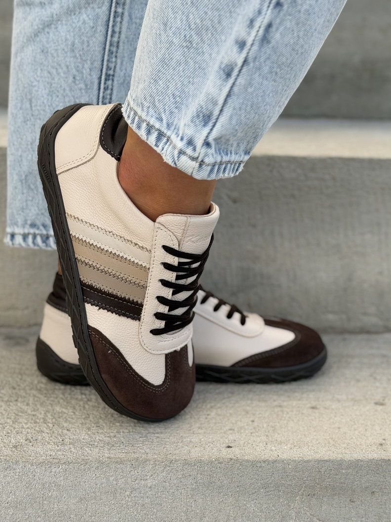 Trampki KAZADII GELATO BAREFOOT BEIGE CHOCO skóra naturalna