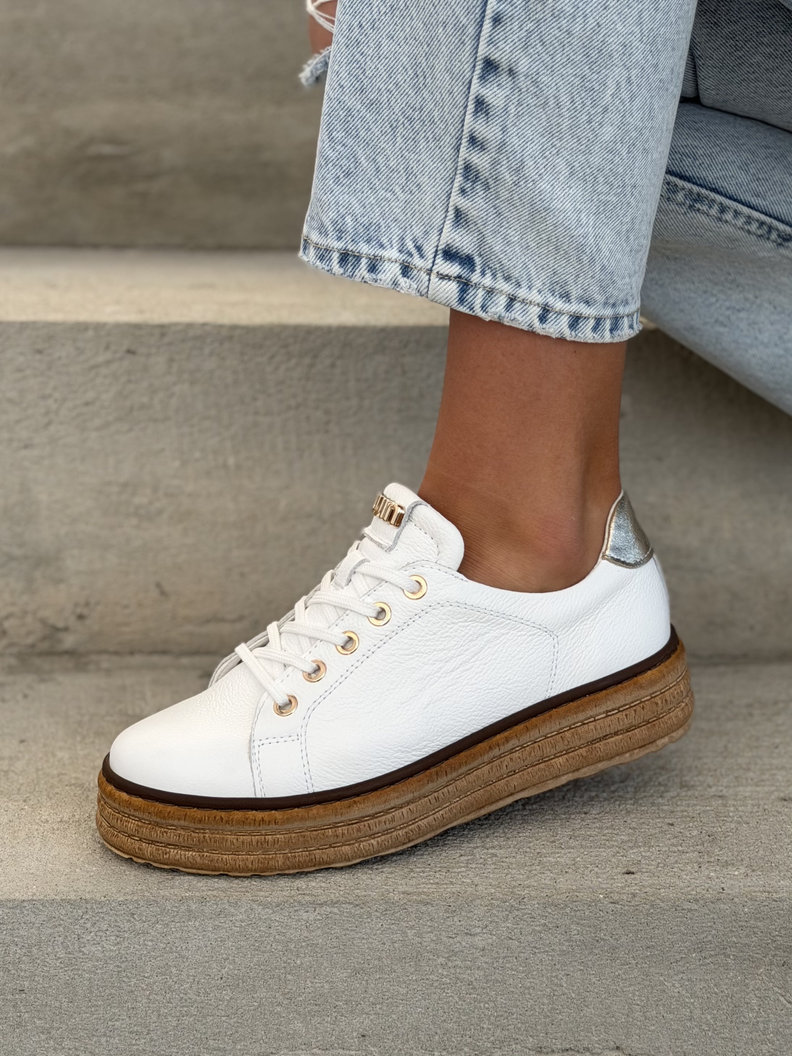 Trampki KAZADII PORTELLA WHITE wyższa podeszwa skóra naturalna - obrazek 6
