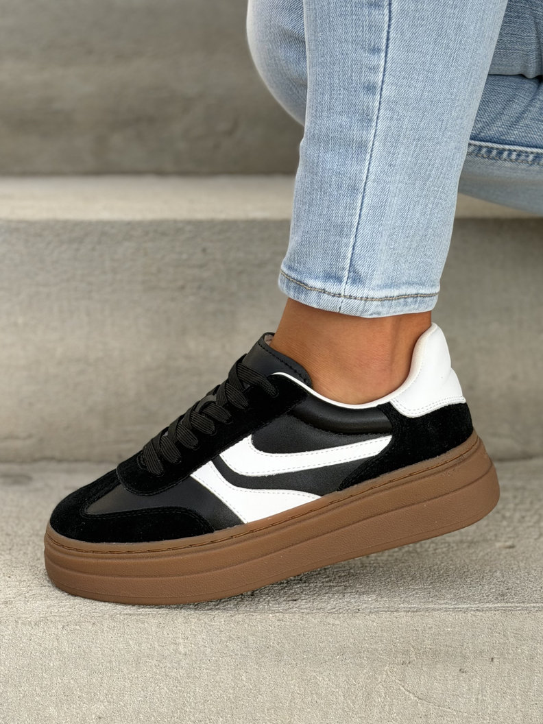 Trampki na wyższej podeszwie REMEDIOS BLACK skóra naturalna - obrazek 6