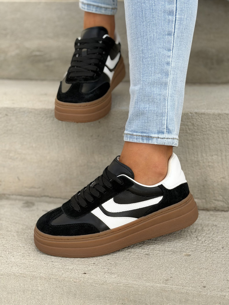 Trampki na wyższej podeszwie REMEDIOS BLACK skóra naturalna - obrazek 7