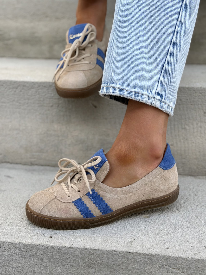 WYGODNE TRAMPKI KAZADII LAVI BEIGE BLUE skóra naturalna