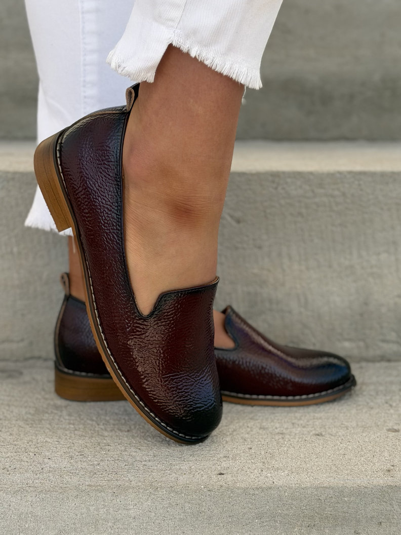 Wygodne MOKASYNY RUNA BURGUNDY - obrazek 3