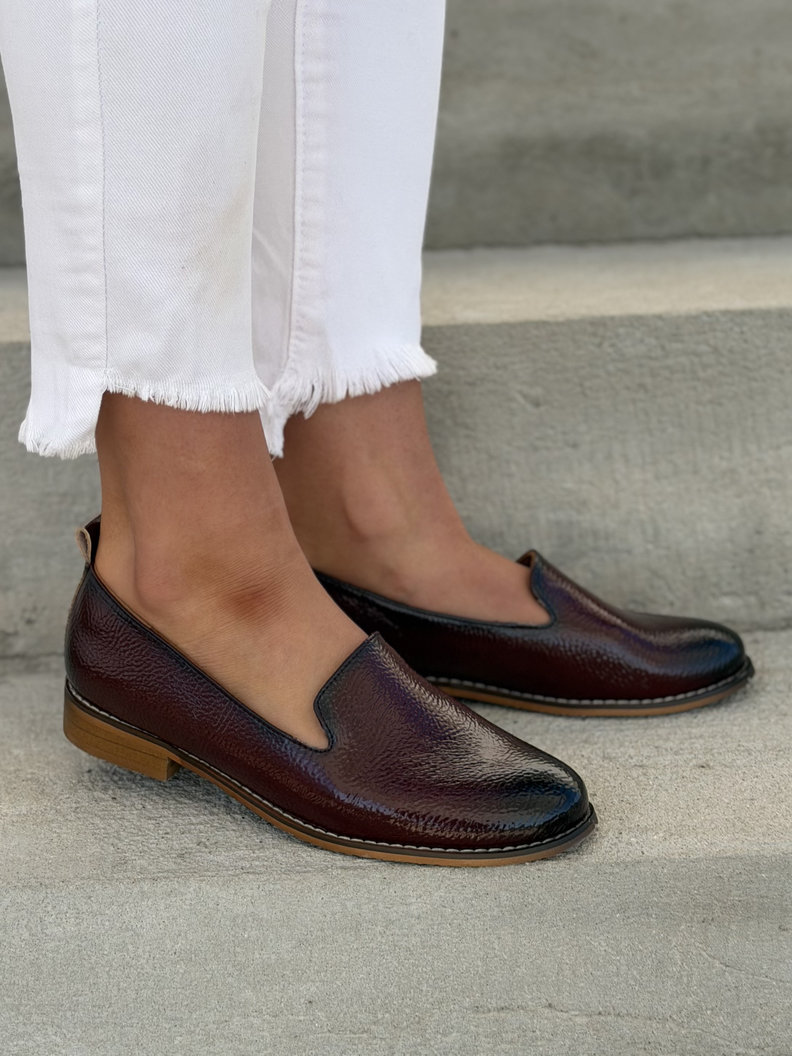 Wygodne MOKASYNY RUNA BURGUNDY - obrazek 4