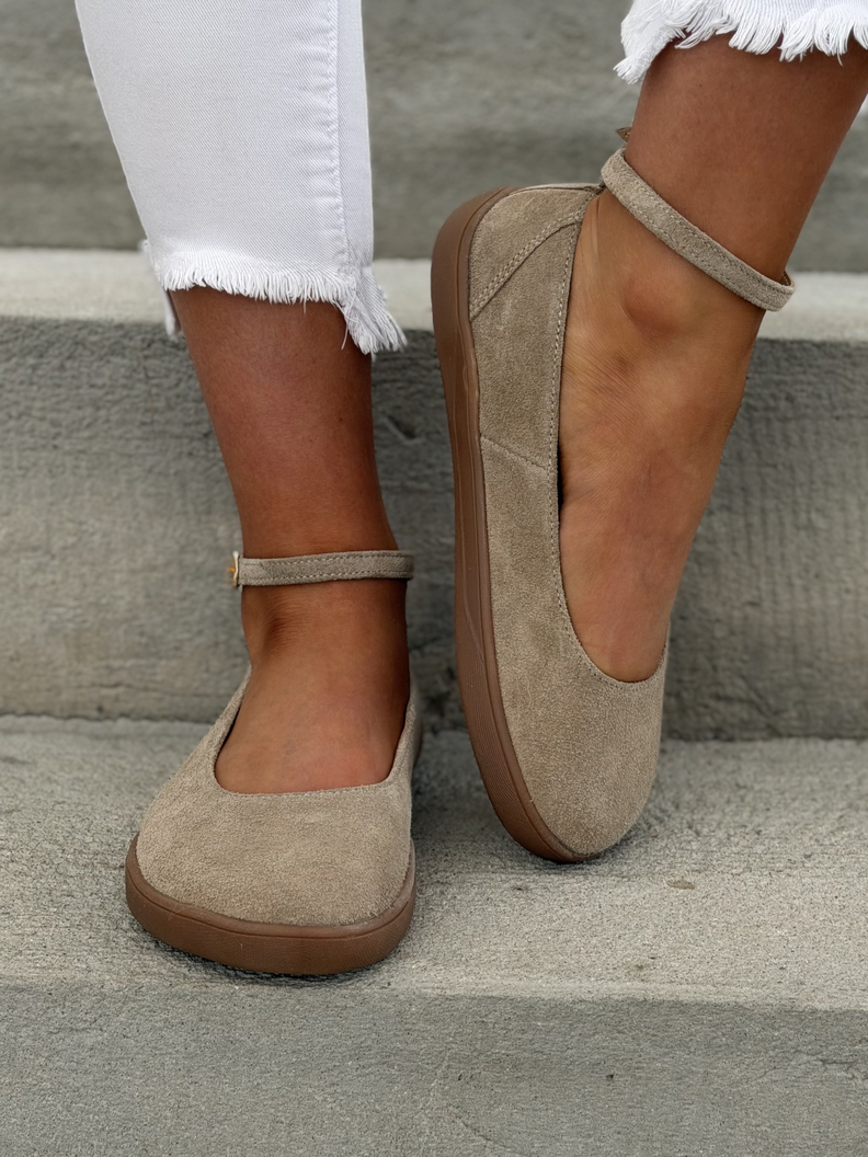 Baleriny KAZADII BAREFOOT NOELLE BEIGE z paskiem skóra naturalna - obrazek 4
