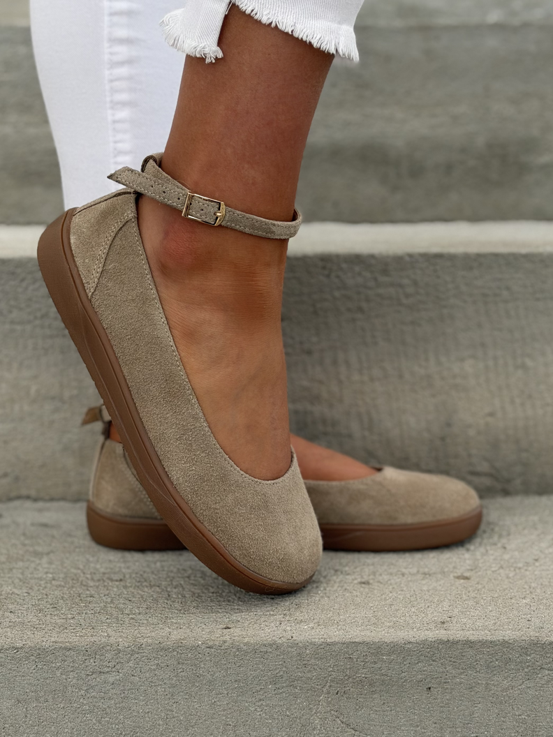 Baleriny KAZADII BAREFOOT NOELLE BEIGE z paskiem skóra naturalna - obrazek 6