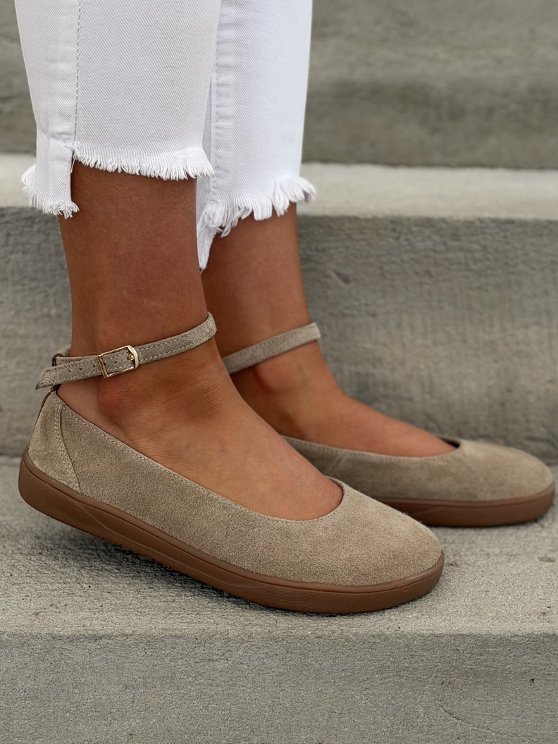 Baleriny KAZADII BAREFOOT NOELLE BEIGE z paskiem skóra naturalna - obrazek 7