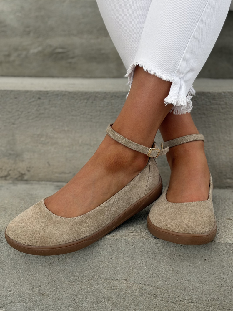 Baleriny KAZADII BAREFOOT NOELLE BEIGE z paskiem skóra naturalna - obrazek 9