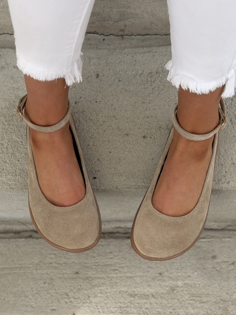 Baleriny KAZADII BAREFOOT NOELLE BEIGE z paskiem skóra naturalna - obrazek 3