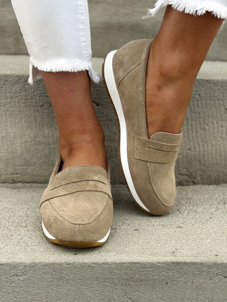 Lekkie mokasyny KAZADII VELUTTO BEIGE skóra naturalna - obrazek 3