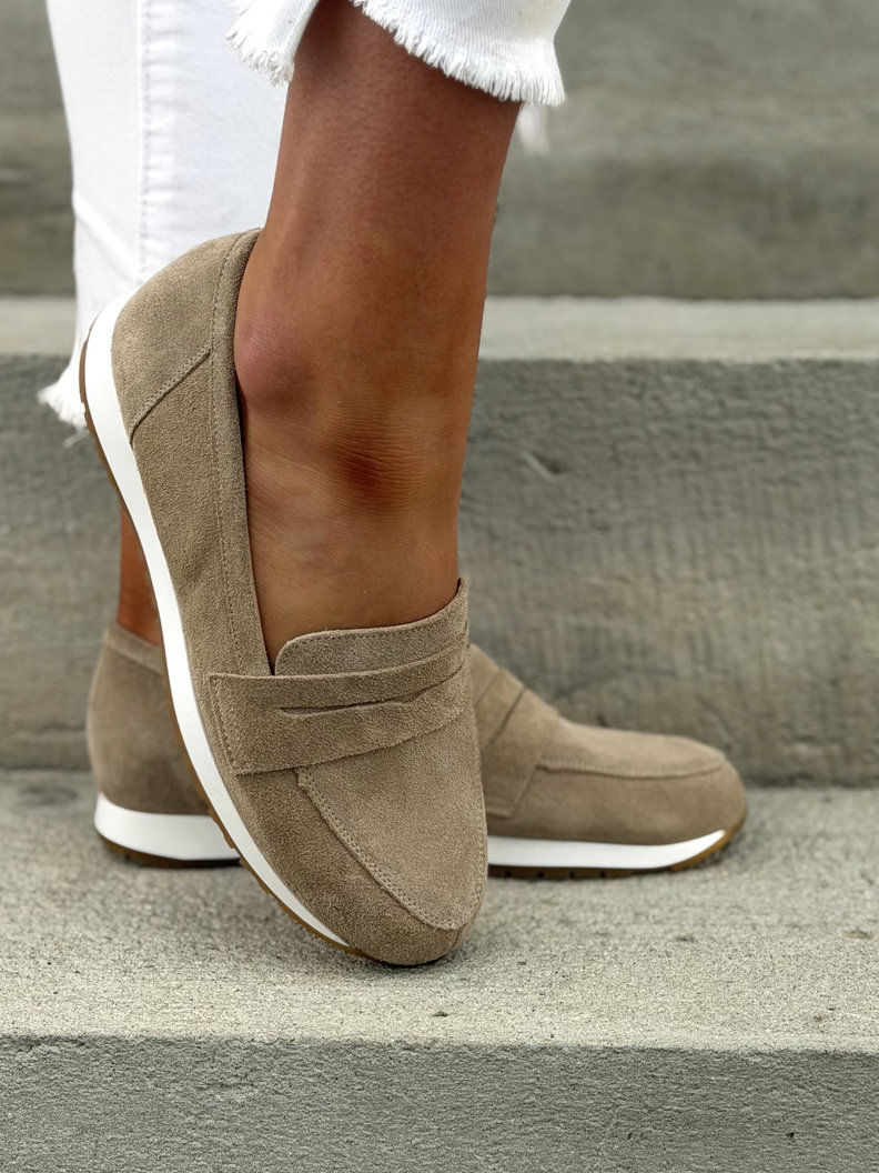 Lekkie mokasyny KAZADII VELUTTO BEIGE skóra naturalna