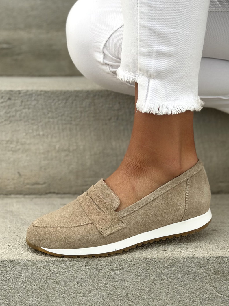 Lekkie mokasyny KAZADII VELUTTO BEIGE skóra naturalna - obrazek 6