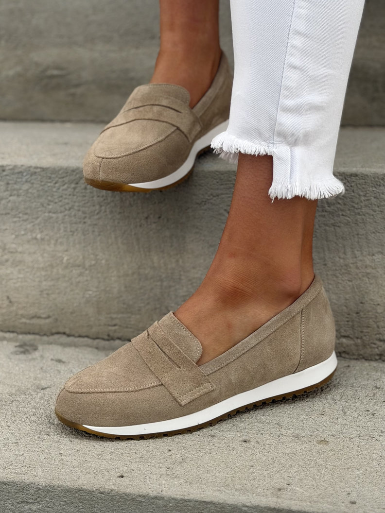 Lekkie mokasyny KAZADII VELUTTO BEIGE skóra naturalna - obrazek 7
