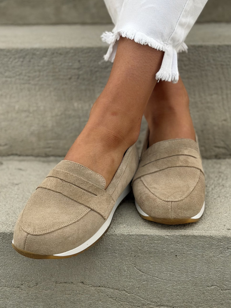 Lekkie mokasyny KAZADII VELUTTO BEIGE skóra naturalna - obrazek 8