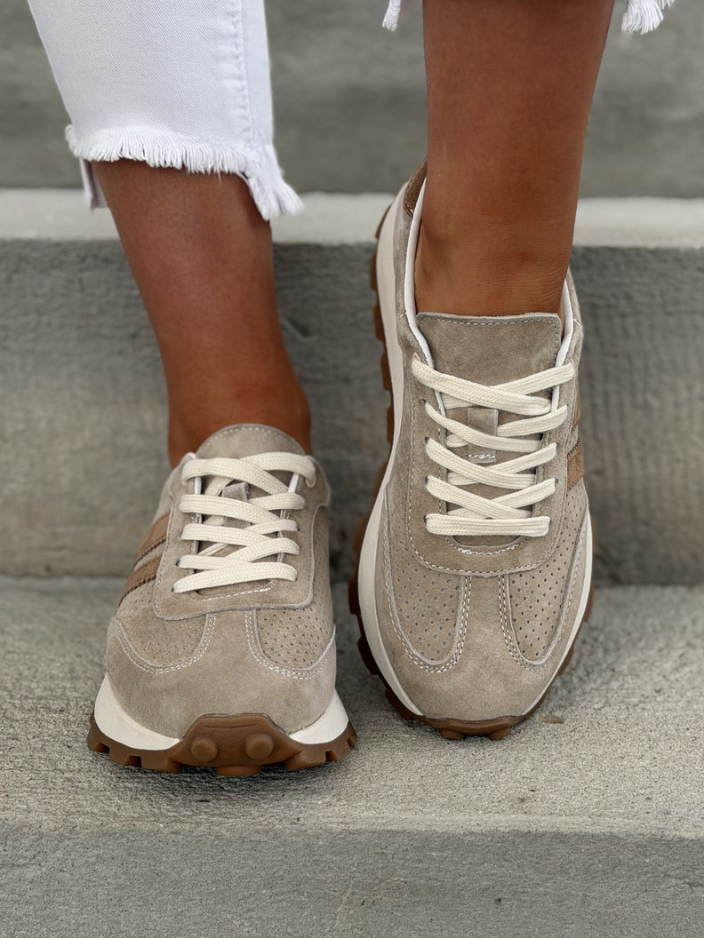 Lekkie jak piórko sneakersy COMO BEIGE CAMEL skóra naturalna - obrazek 4