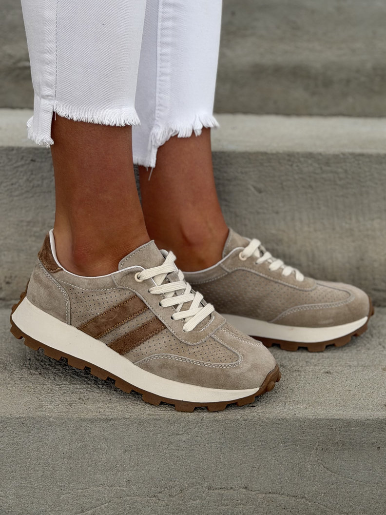 Lekkie jak piórko sneakersy COMO BEIGE CAMEL skóra naturalna - obrazek 6