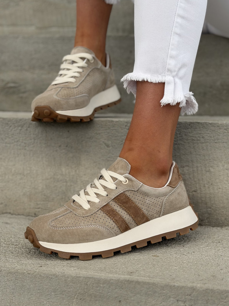 Lekkie jak piórko sneakersy COMO BEIGE CAMEL skóra naturalna - obrazek 3
