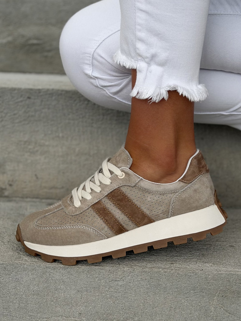 Lekkie jak piórko sneakersy COMO BEIGE CAMEL skóra naturalna - obrazek 5