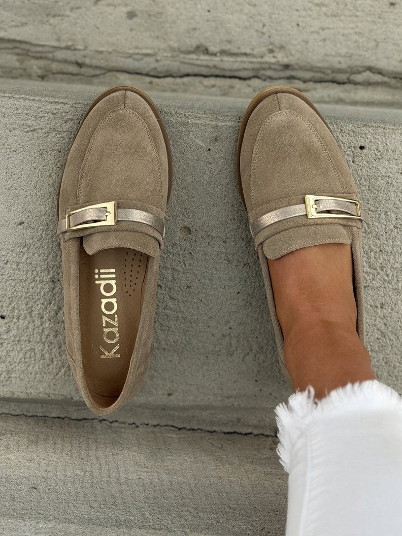 Mokasyny KAZADII BELLAGIO BEIGE skóra naturalna