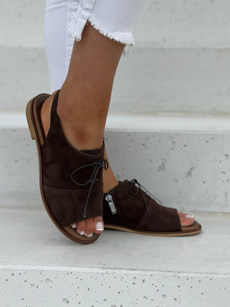 Stylowe sandałki KAZADII ZOEY CHOCO skóra naturalna
