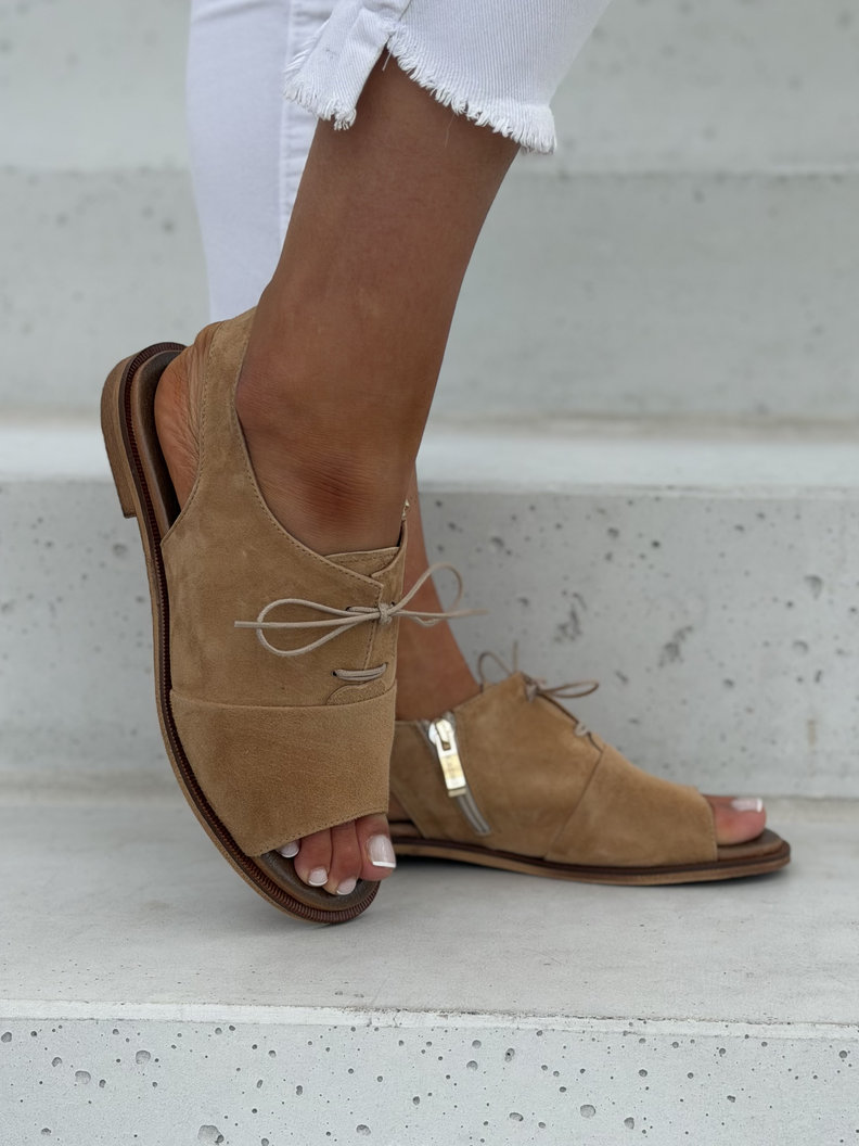 Stylowe sandałki KAZADII ZOEY CAMEL skóra naturalna