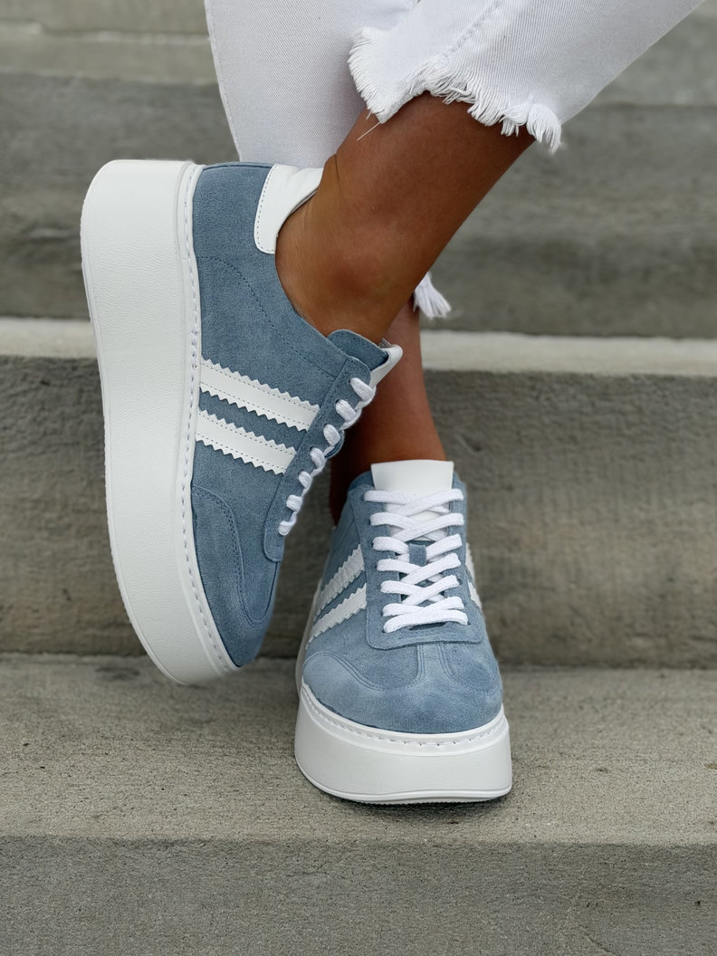 TRAMPKI na wyższej podeszwie KAZADII MONACO BLUE skóra naturalna - obrazek 6