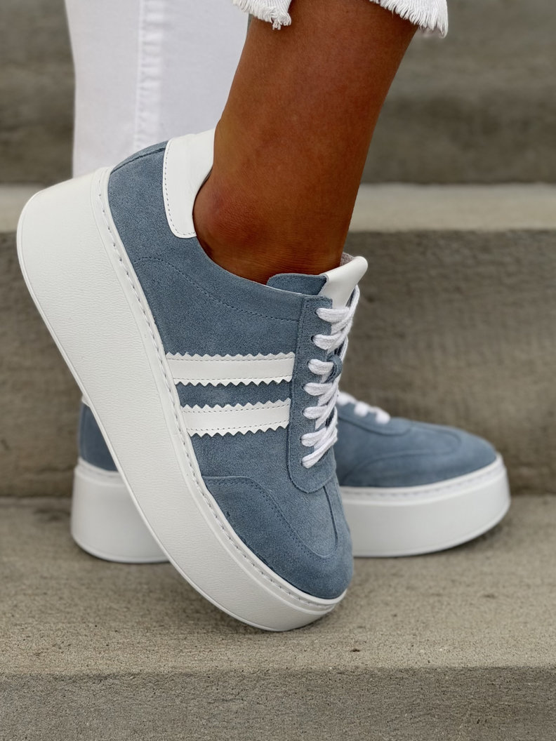 TRAMPKI na wyższej podeszwie KAZADII MONACO BLUE skóra naturalna - obrazek 9