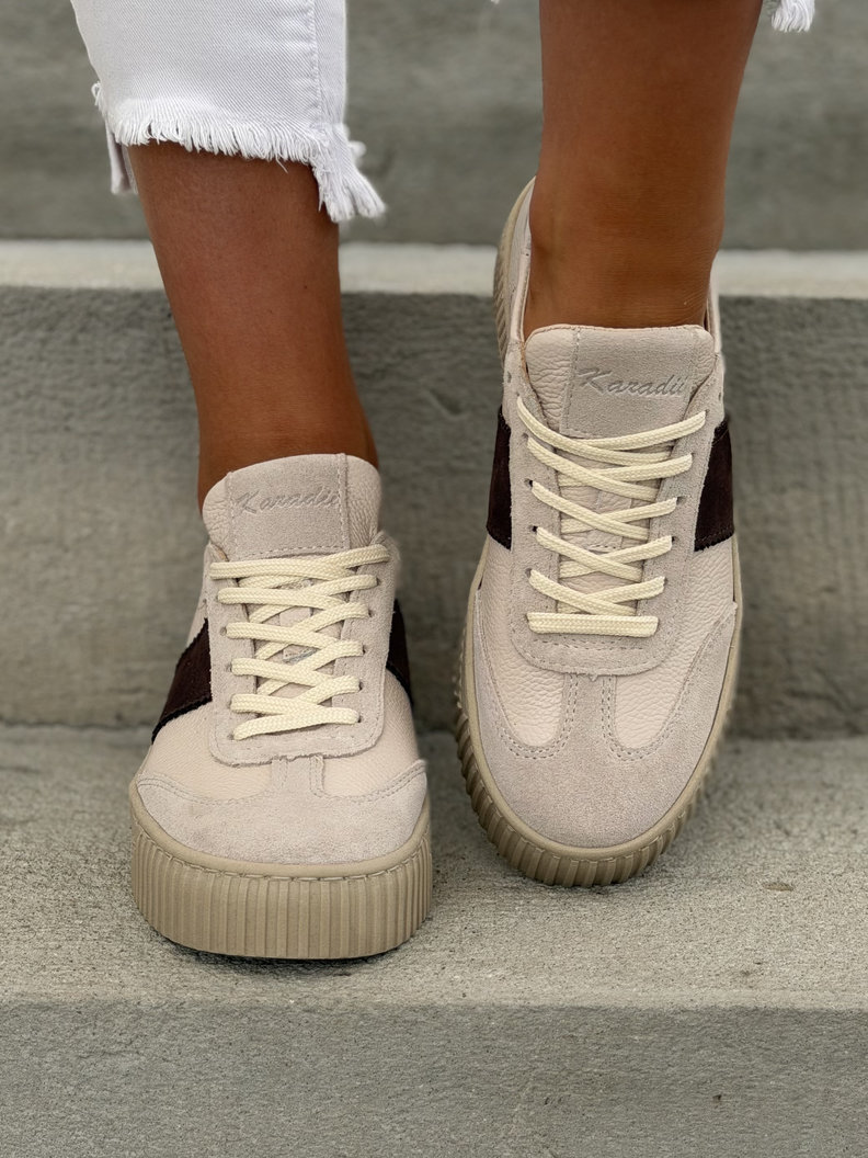 Trampki KAZADII BAROZZI BEIGE CHOCO GRAIN skóra naturalna - obrazek 3