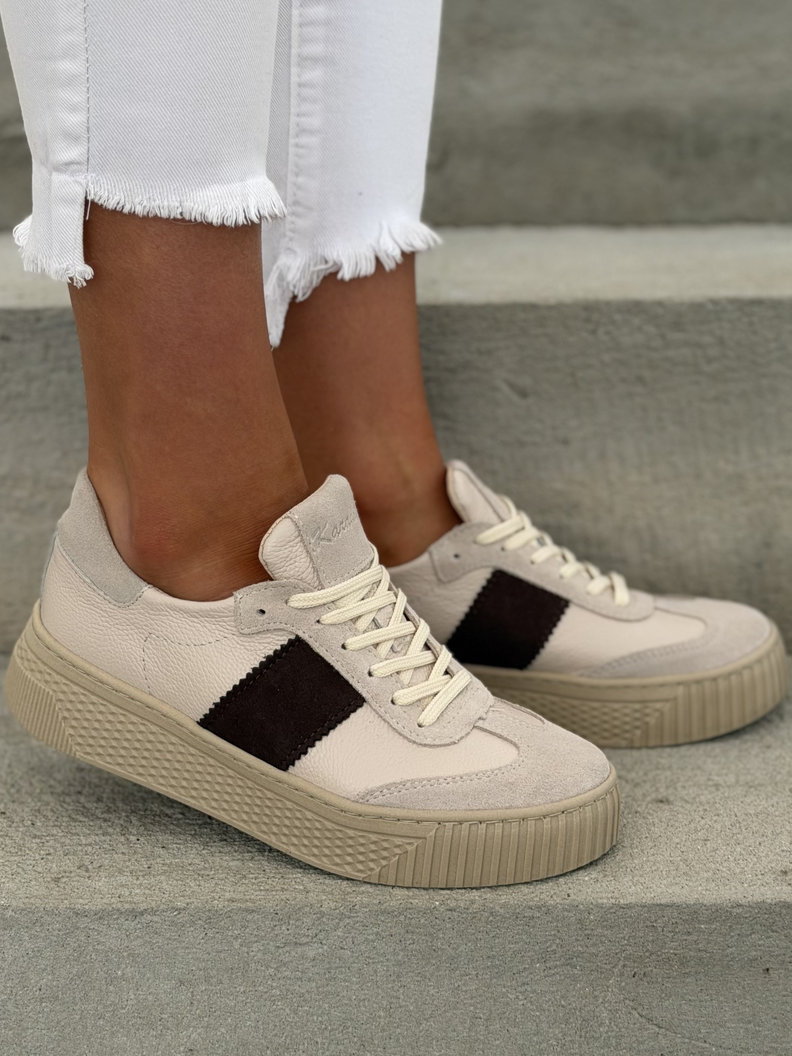 Trampki KAZADII BAROZZI BEIGE CHOCO GRAIN skóra naturalna - obrazek 8