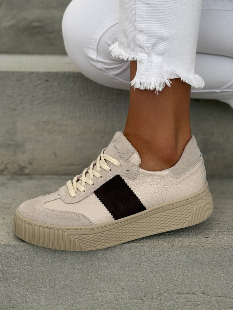 Trampki KAZADII BAROZZI BEIGE CHOCO GRAIN skóra naturalna