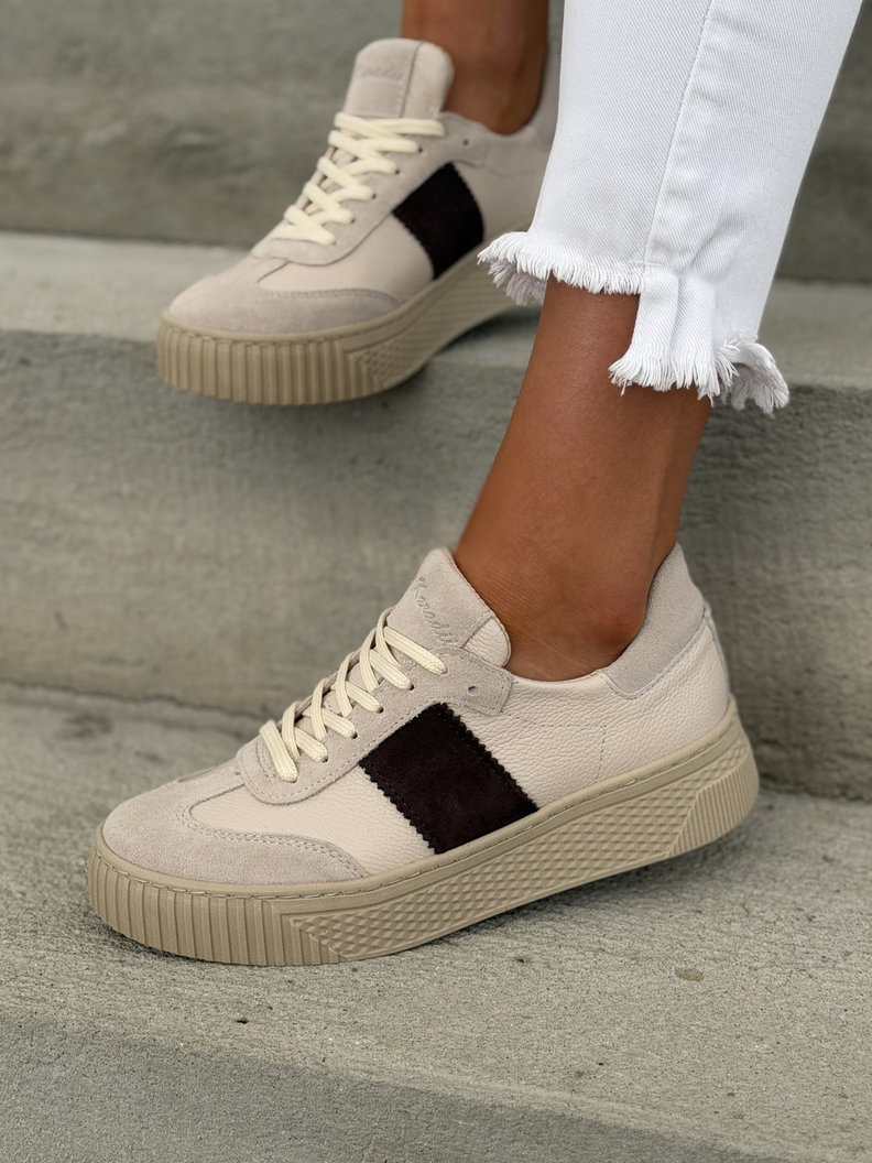 Trampki KAZADII BAROZZI BEIGE CHOCO GRAIN skóra naturalna - obrazek 4