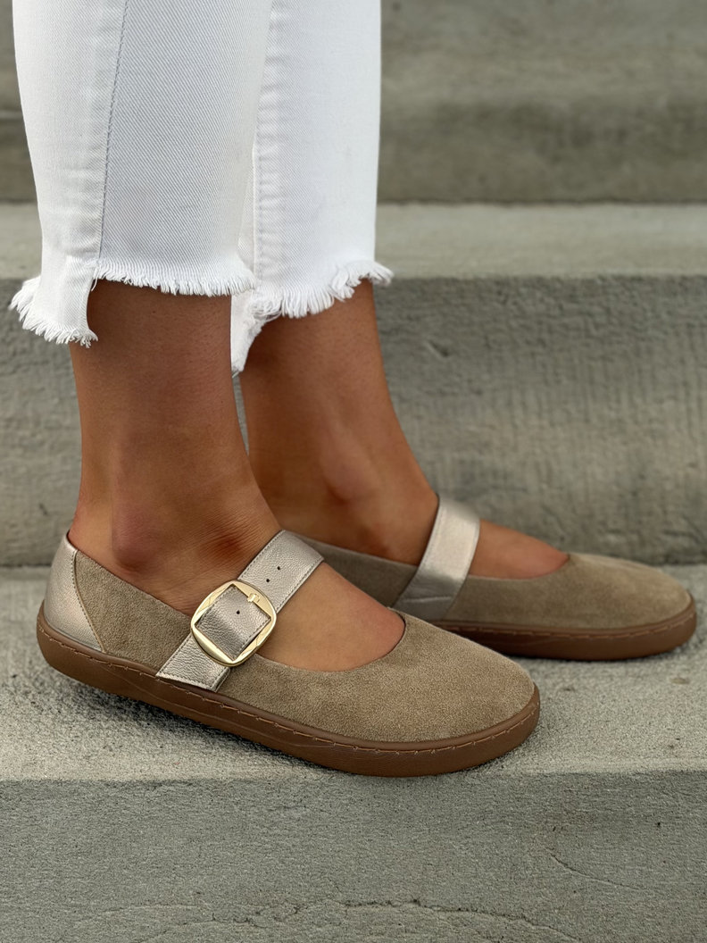 Wygodne baleriny KAZADII BAREFOOT ESTRIA BEIGE skóra naturalna - obrazek 4