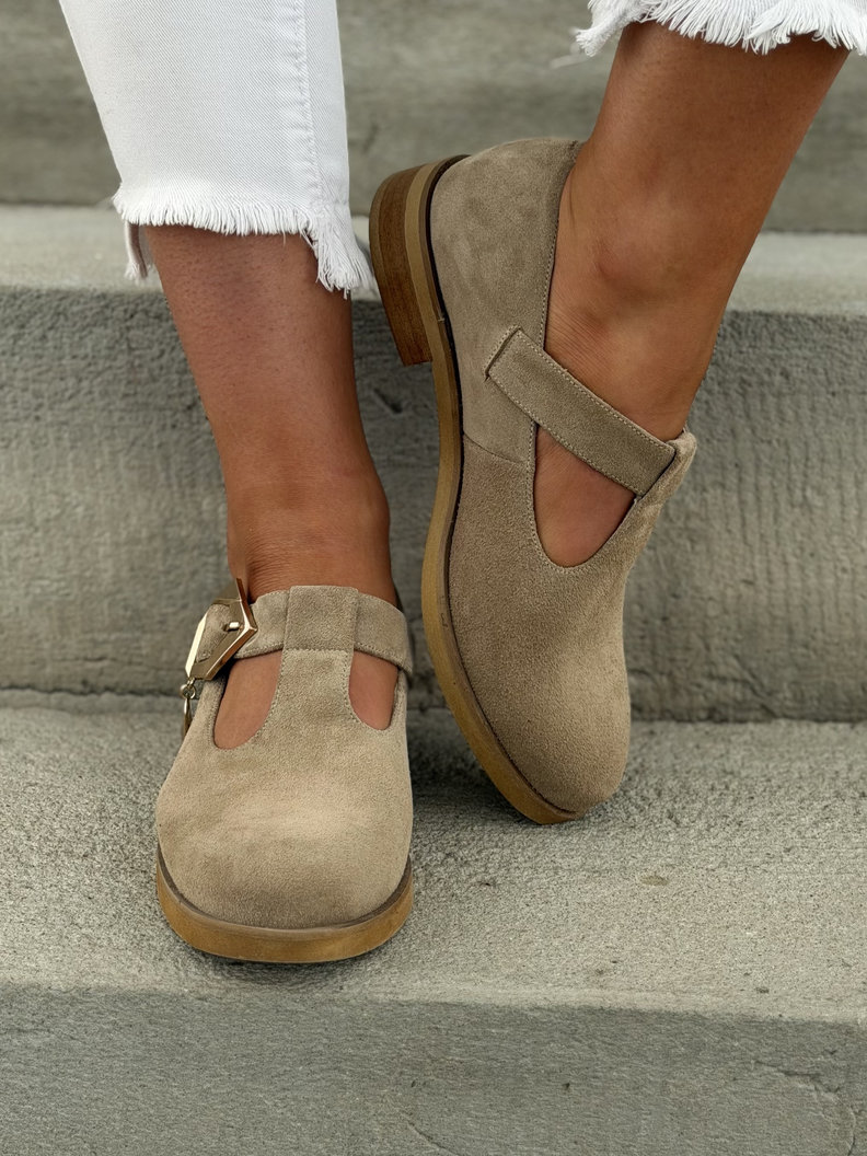 Zamszowe półbuty KAZADII ROSVELIA BEIGE skóra naturalna - obrazek 9