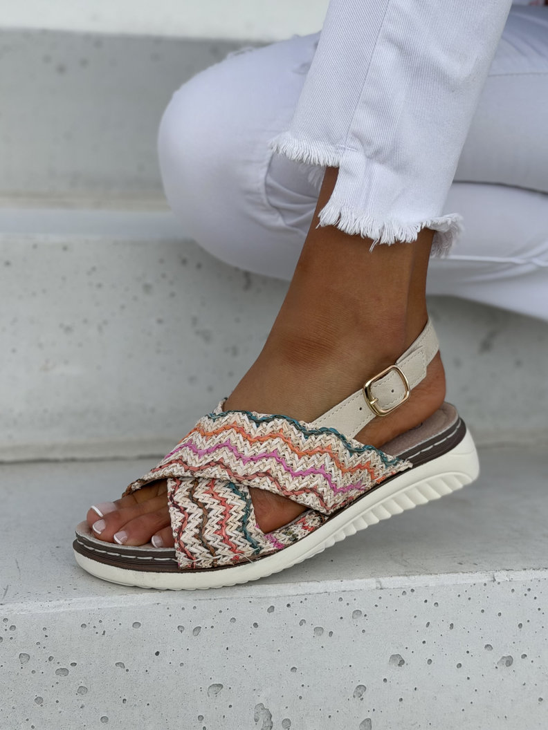 Mega wygodne sandały z plecionką NESSA BEIGE skóra naturalna - obrazek 4