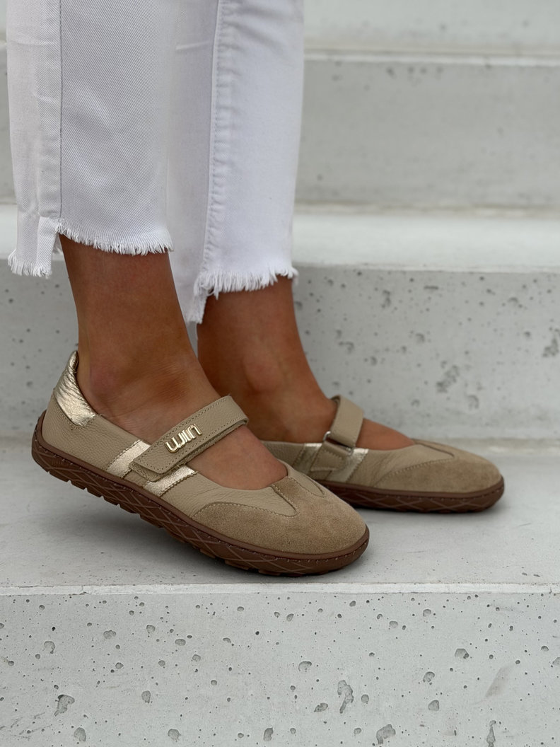 Skórzane baleriny barefoot na rzep KAZADII MILU BEIGE polska produkcja - obrazek 8