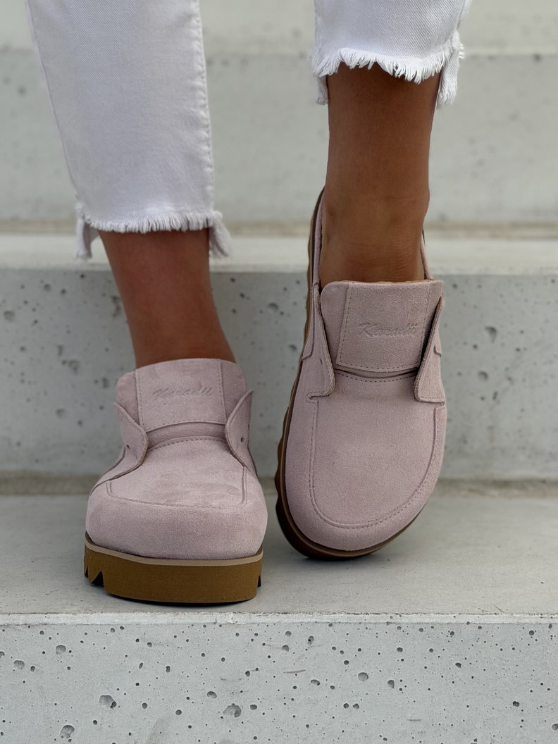 Różowe skórzane klapki BAREFOOT KAZADII AERIS skóra naturalna polska produkcja - obrazek 4