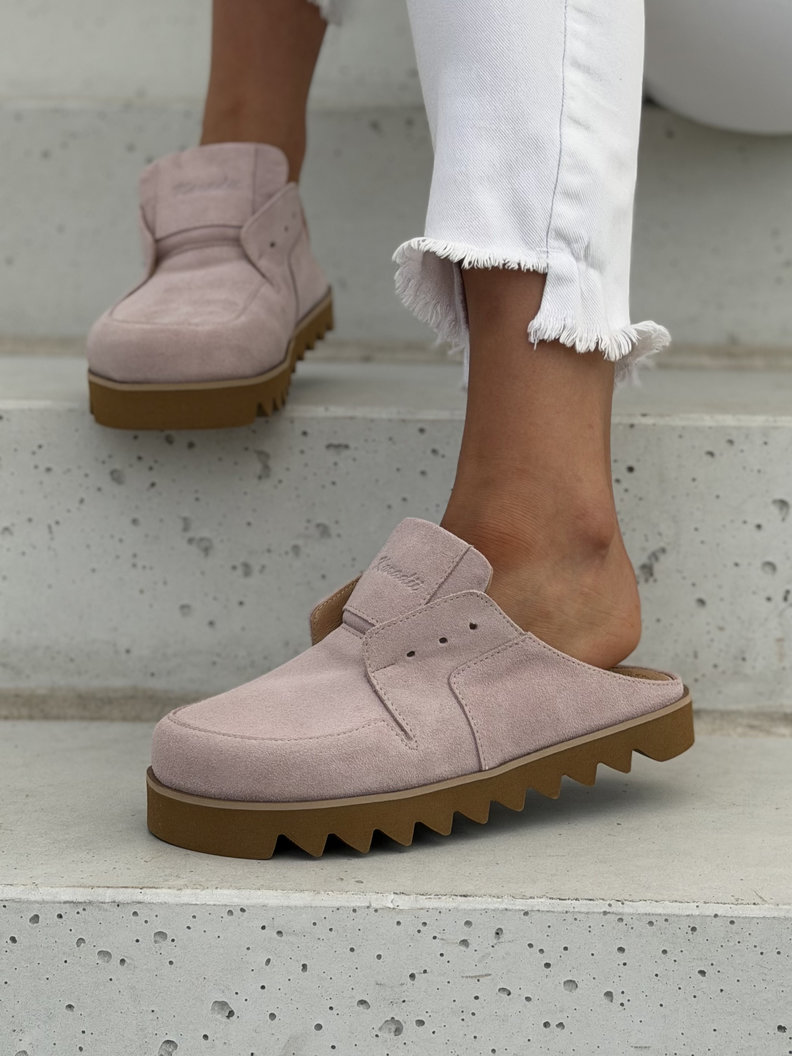 Różowe skórzane klapki BAREFOOT KAZADII AERIS skóra naturalna polska produkcja - obrazek 3