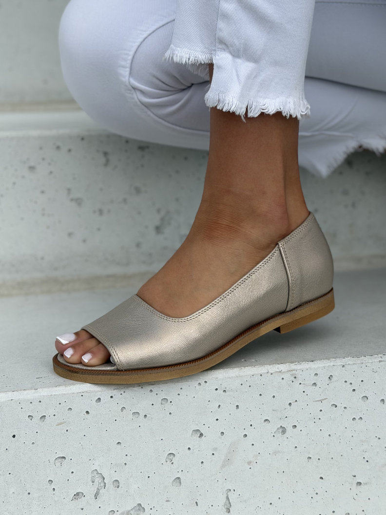 Skórzane sandały barefoot KAZADII NATURAL MOVE złote polska produkcja - obrazek 7