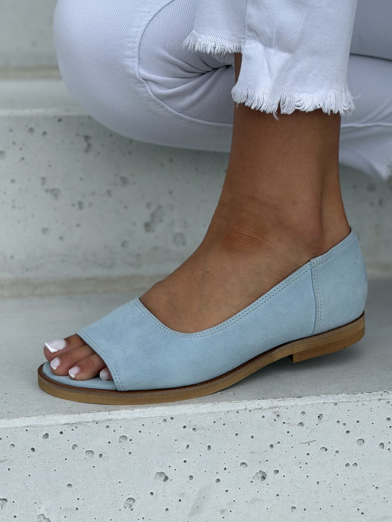 Skórzane sandały barefoot KAZADII NATURAL MOVE niebieskie polska produkcja - obrazek 9