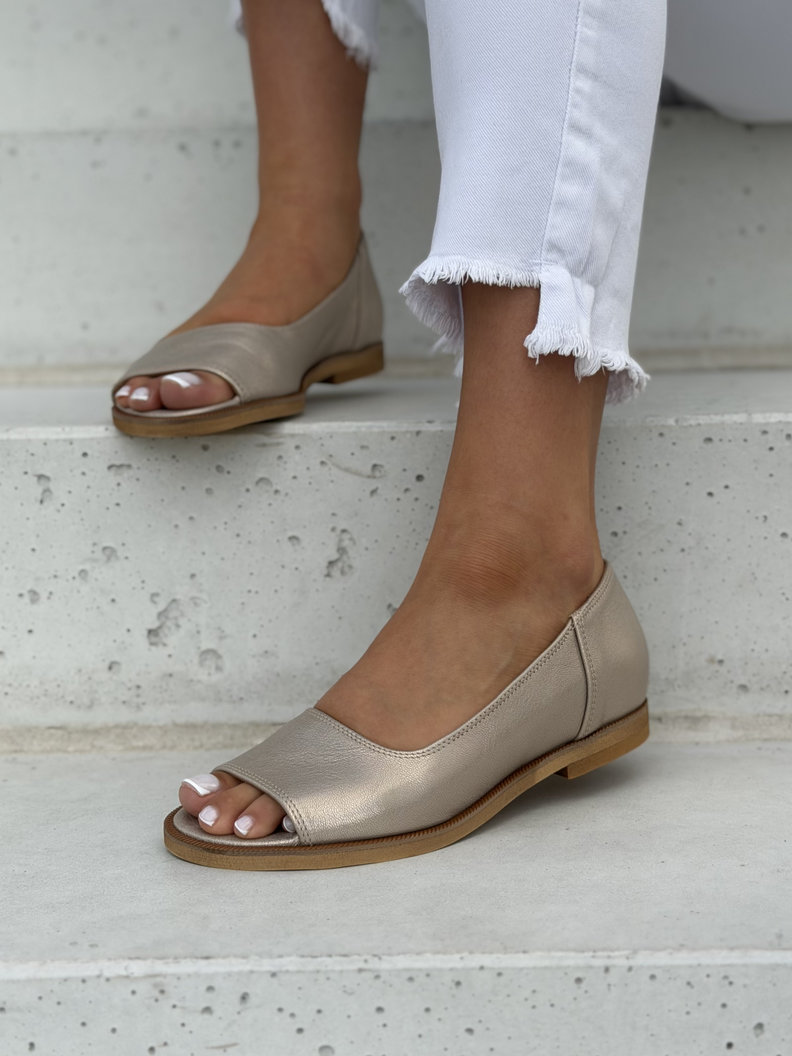 Skórzane sandały barefoot KAZADII NATURAL MOVE złote polska produkcja - obrazek 3