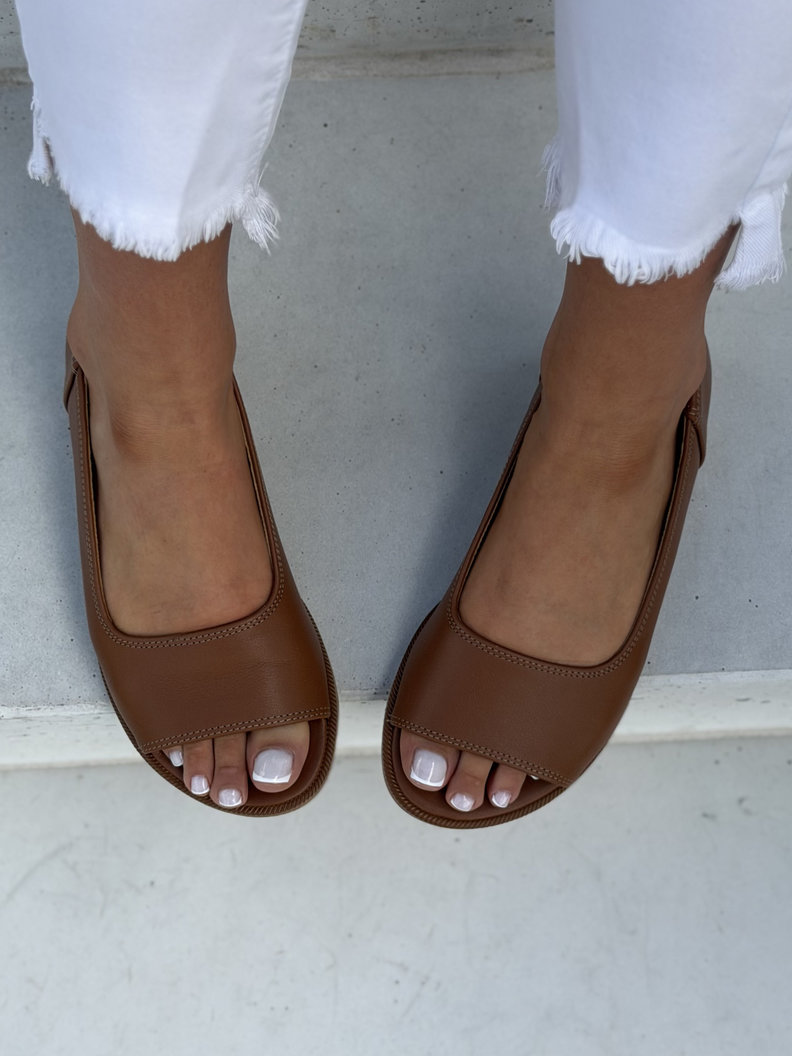 Skórzane sandały barefoot KAZADII NATURAL MOVE camel polska produkcja