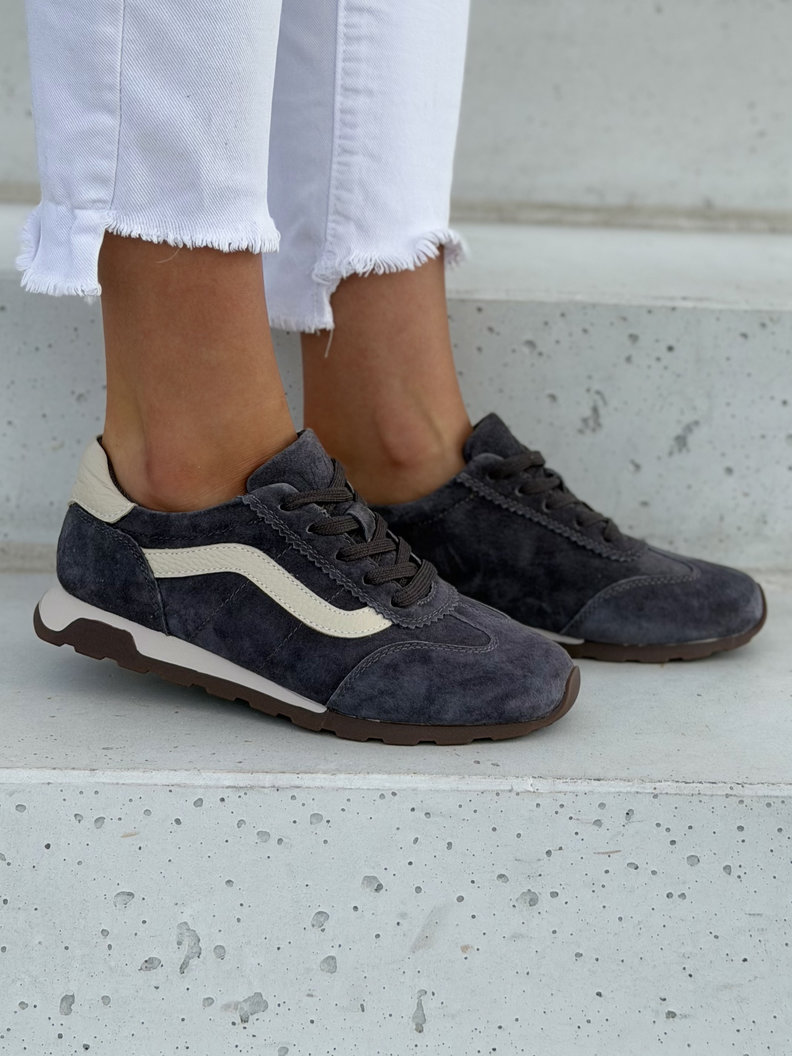 Skórzane szare trampki damskie CASUAL ARIA - obrazek 7